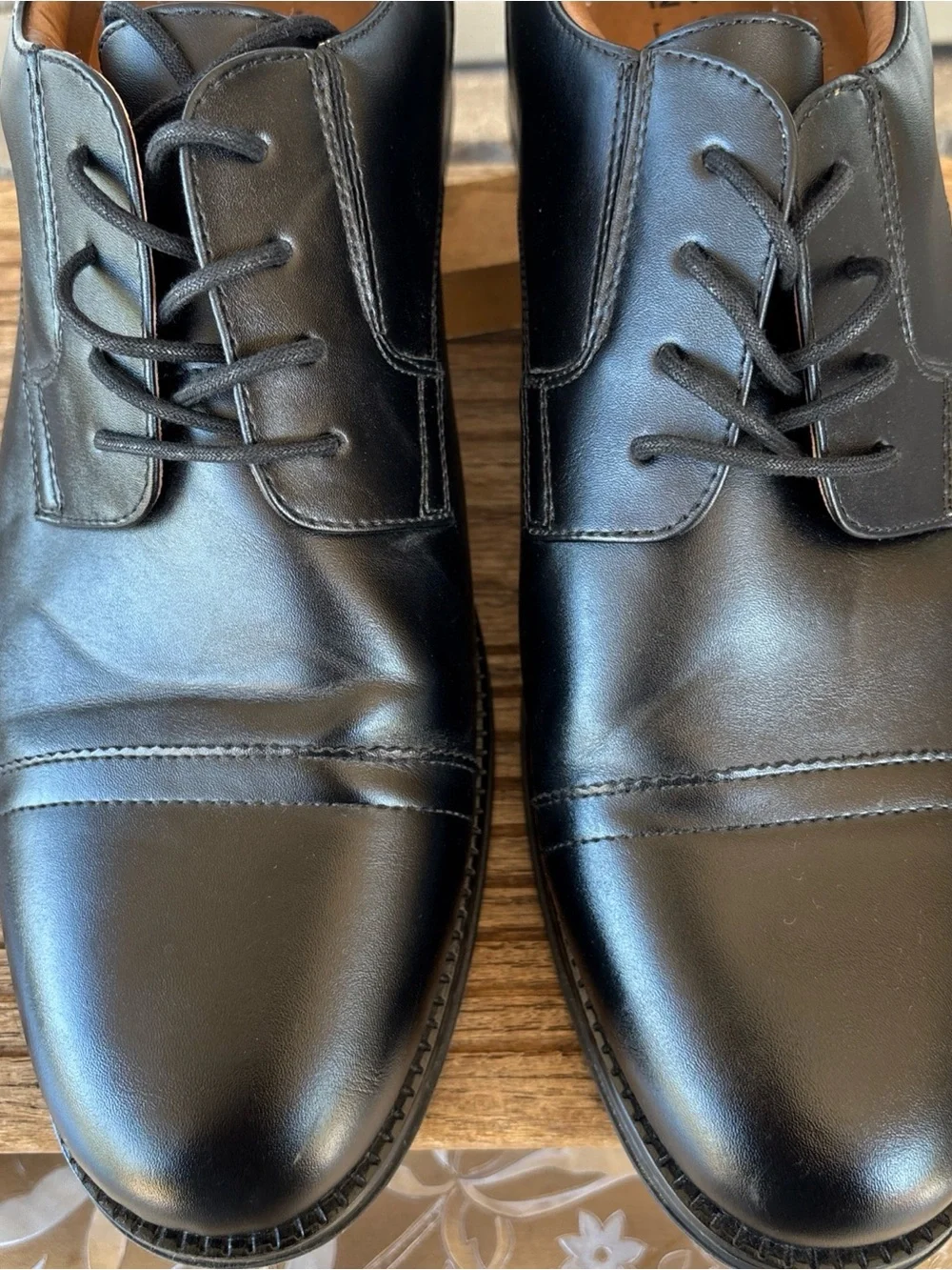 George Black Leather Cap-Toe Derby Shoes Men’s 12 Wide